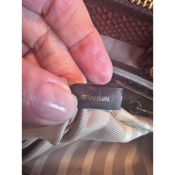 NWOT BRAHMIN SNAKESKIN EMBOSSED LEATHER 2 WAY HANDBAG - Picture 7 of 13